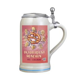 2020 - Offizieller Plakatmotiv Oktoberfestkrug mit Zinndeckel, Jahrgangskrug