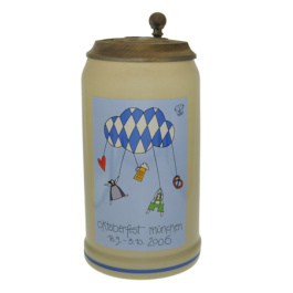 2006 - Offizieller Plakatmotiv Oktoberfestkrug mit Zinndeckel, Jahrgangskrug