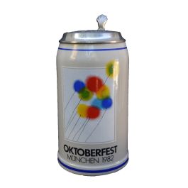 1982 - Offizieller Plakatmotiv Oktoberfestkrug mit Zinndeckel, Jahrgangskrug