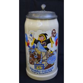 1998 Hofbräuhaus Oktoberfest München Festzelt Krug mit Zinndeckel 