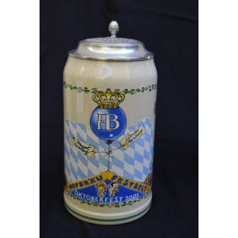 2005 Hofbräuhaus Oktoberfest München Festzelt Krug mit Zinndeckel 