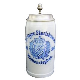 Bayrische Staatsbrauerei Weihenstephan Krug mit Zinndeckel 