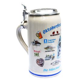 2002 Wirte Krug mit Zinndeckel Motiv bayrisches Wappen