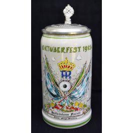 1985 Hofbräuhaus Oktoberfest München Festzelt Krug mit Zinndeckel