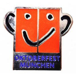Pin Anstecker, Souvenir, Gesicht Oktf München, orange