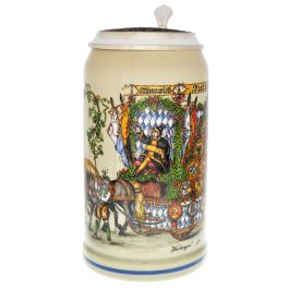 2004 - Wiesn Wirte Krug mit Zinndeckel, Brauereikrug, Bierkrug, Steinkrug, Oktoberfestkrug