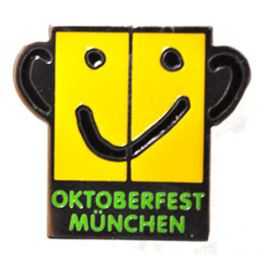 Pin Anstecker Souvenir Gesicht Oktf München, gelb