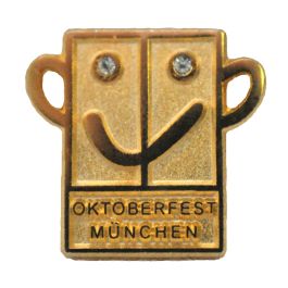 Pin Anstecker Oktoberfest Lachgesicht Gold