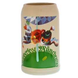 1990 - Offizieller Oktoberfestkrug Plakatmotiv, Jahrgangskrug, Wiesnkrug