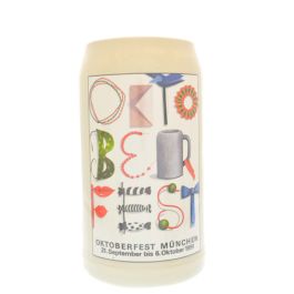 1991 - Offizieller Oktoberfestkrug Plakatmotiv, Jahrgangskrug, Wiesnkrug