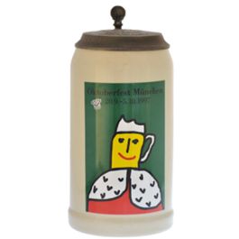 1997 - Offizieller Plakatmotiv Oktoberfestkrug mit Zinndeckel, Jahrgangskrug