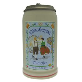 2011 - Offizieller Plakatmotiv Oktoberfestkrug mit Zinndeckel, Jahrgangskrug